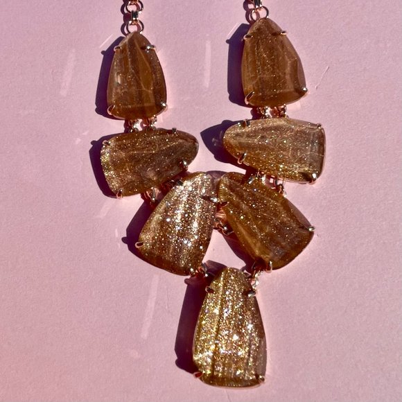 Kendra Scott Harlie Necklace Gold Dusted Glass, 14 Karat Rose Gold Plated NWT - Picture 5 of 11